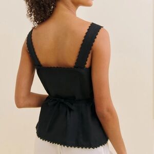 Reformation Viola Linen Top Black